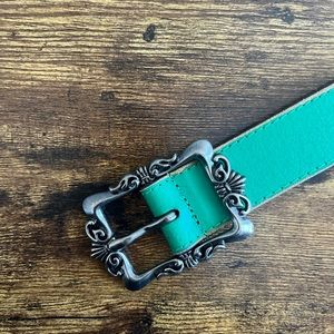 Green western leather belt